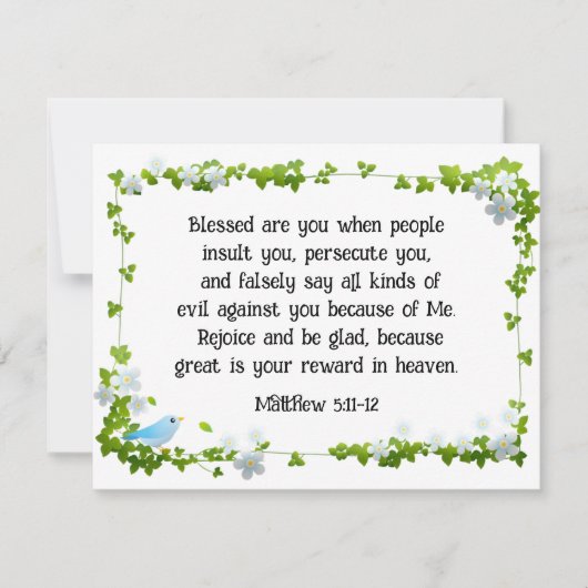 Matteüs 5:11-12 Gezegend bent u Bijbel Vlakke Kaar (Voorkant)