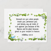 Matteüs 5:11-12 Gezegend bent u Bijbel Vlakke Kaar (Voorkant / Achterkant)