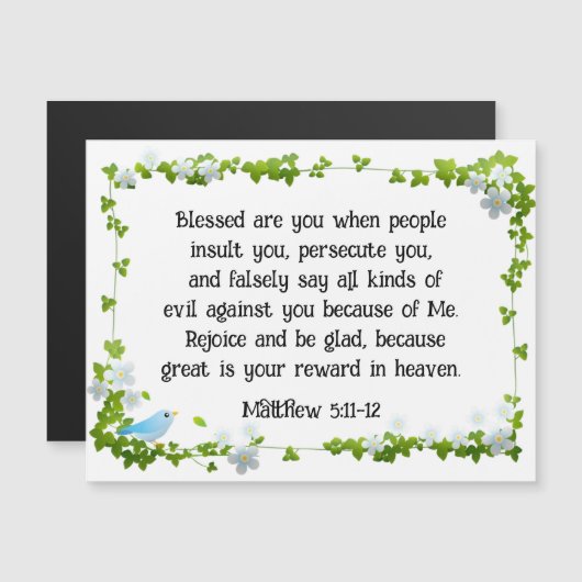 Matteüs 5:11-12 Gezegend bent u Magnetische Kaart (Voorkant / Achterkant)