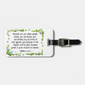 Matteüs 5:11-12 Gezegend bent u zaligheden Bijbel Bagagelabel (Voorkant horizontaal)