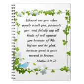 Matteüs 5:11-12 Gezegend bent u zaligheden Bijbel Notitieboek (Voorkant)