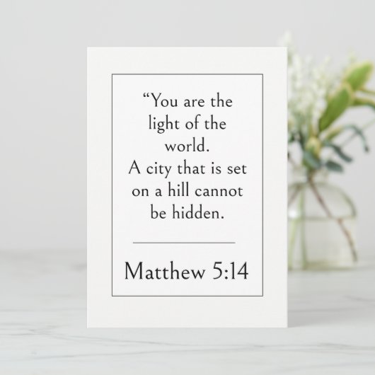 Matteüs 5:14 Bijbelvers, Bemoedigende Schrift Kaart (Staand voorkant)