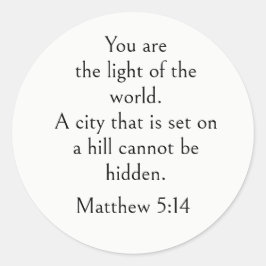 Matteüs 5:14 Bijbelvers, Bemoedigende Schrift Ronde Sticker