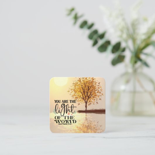 Matteüs 5:14 U bent het Licht van de Wereldbijbel Vierkante Visitekaartje (Staand voorkant)