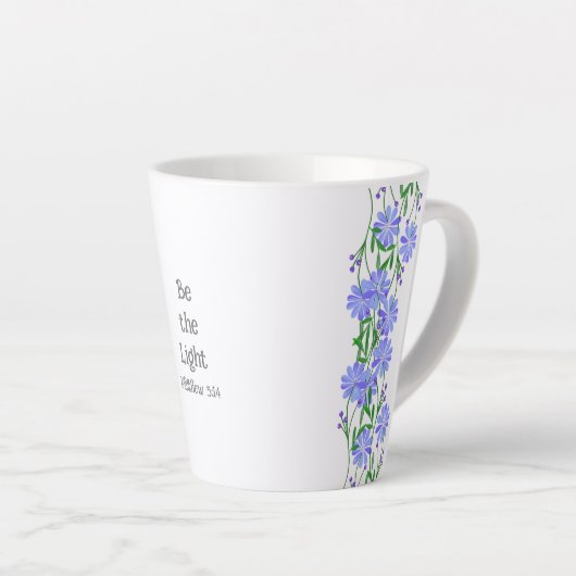 Matteüs 5:14 Wees de Licht Christelijke Bloemen Latte Mok (Rechterhoek)