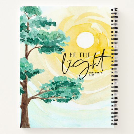 Matteüs 5:14 Wees de Lichte Bijbelvers Christelijk Notitieboek (Achterkant)