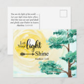 Matteüs 5:16 Laat uw licht schijnen Bijbel Christe Briefkaart (Voorkant / Achterkant)