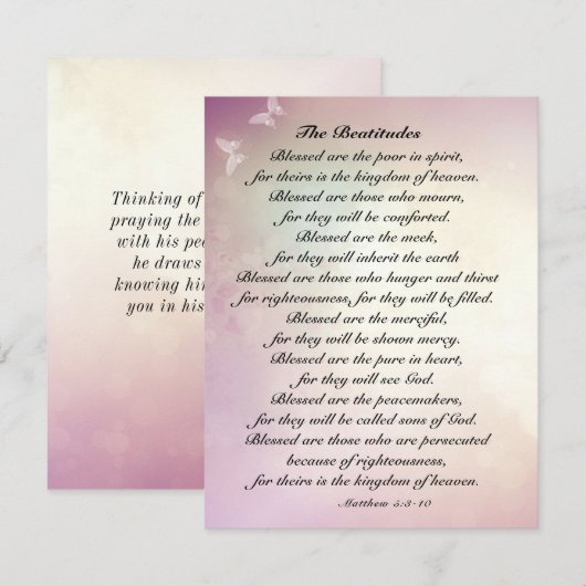 Matteüs 5:3-10 Beatitudes Bijbel Platte Kaart (Voorkant / Achterkant)