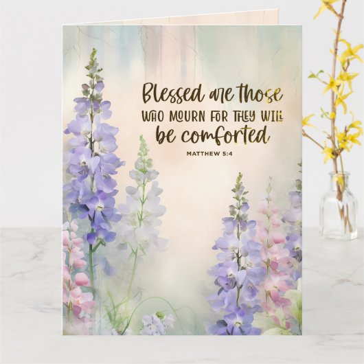 Matteüs 5:4 Gezegend zijn zij die treuren om sympa Kaart (Gele Bloem)