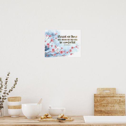 Matteüs 5:4 Zalig zijn zij die treuren Bijbel Poster (Keuken)