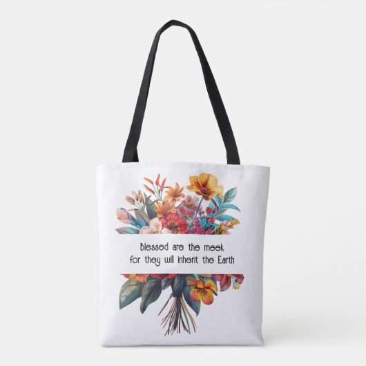 Matteüs 5:5 Canvas tas (Achterkant)