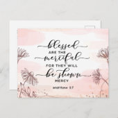 Matteüs 5:7 Gezegend zijn de barmhartige Bijbelver Briefkaart (Voorkant / Achterkant)