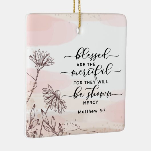 Matteüs 5:7 Gezegend zijn de barmhartige Bijbelver Keramisch Ornament (Rechts)