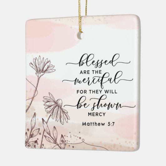 Matteüs 5:7 Gezegend zijn de barmhartige Bijbelver Keramisch Ornament (Links)