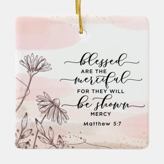 Matteüs 5:7 Gezegend zijn de barmhartige Bijbelver Keramisch Ornament (Voorkant)