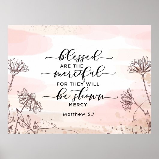 Matteüs 5:7 Gezegend zijn de barmhartige Bijbelver Poster (Voorkant)