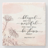 Matteüs 5:7 Gezegend zijn de barmhartige Bijbelver Stenen Onderzetter (Voorkant)