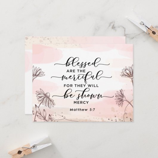 Matteüs 5:7 Gezegend zijn de barmhartige platte Ka (Voorkant / Achterkant in situ)