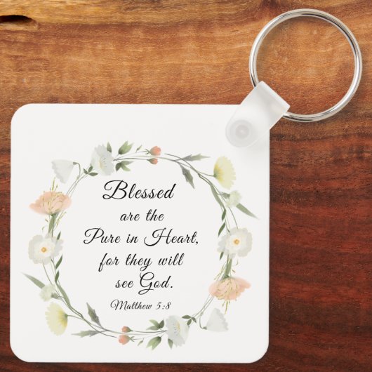 Matteüs 5:8 Gezegend zijn de Zuivere in hart Bijbe Sleutelhanger (Achterkant)