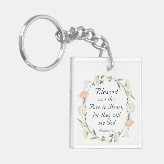 Matteüs 5:8 Gezegend zijn de Zuivere in hart Bijbe Sleutelhanger (Voorkant Links)