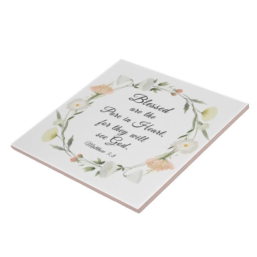 Matteüs 5:8 Gezegend zijn de Zuivere in hart Bijbe Tegeltje (Zijkant)