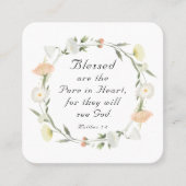 Matteüs 5:8 Gezegend zijn de Zuivere in hart Bijbe Vierkante Visitekaartje (Voorkant)