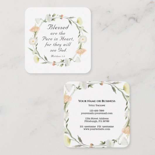 Matteüs 5:8 Gezegend zijn de Zuivere in hart Bijbe Vierkante Visitekaartje (Voorkant / Achterkant)
