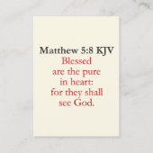 Matteüs 5:8 KJV Kaarten - Puur in Hart Visitekaartje (Achterkant)