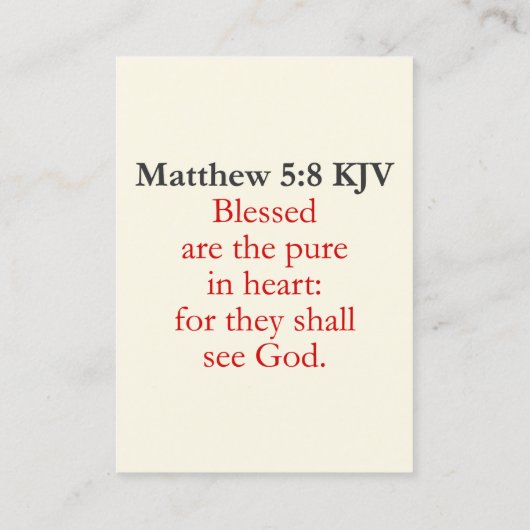 Matteüs 5:8 KJV Kaarten - Puur in Hart Visitekaartje (Achterkant)