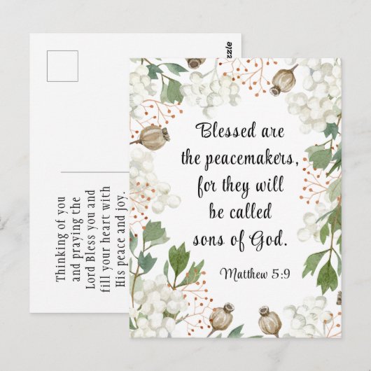 Matteüs 5 9 Gezegend is de Vredesmakersbijbel Briefkaart (Voorkant / Achterkant)