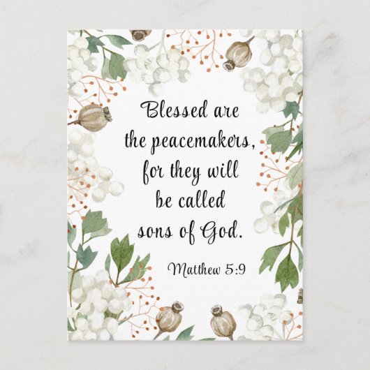 Matteüs 5 9 Gezegend is de Vredesmakersbijbel Briefkaart (Voorkant)