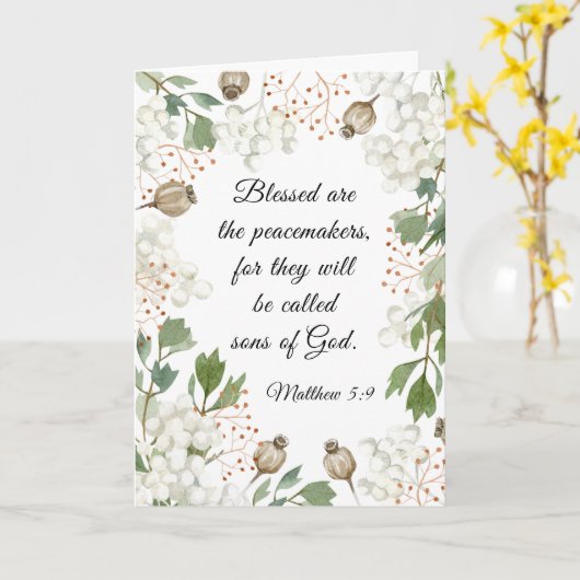 Matteüs 5 9 Gezegend is de Vredesmakersbijbel Kaart (Gele Bloem)
