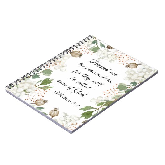 Matteüs 5 9 Gezegend zijn de vredemakers zalighede Notitieboek (Linkerzijde)