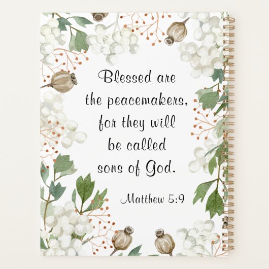 Matteüs 5 9 Gezegend zijn de vredemakers zalighede Planner (Achterkant)