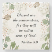 Matteüs 5 9 Gezegend zijn de vredemakers zalighede Stenen Onderzetter (Voorkant)