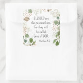 Matteüs 5 9 Gezegend zijn de vredemakers zalighede Vierkante Sticker (Tas)