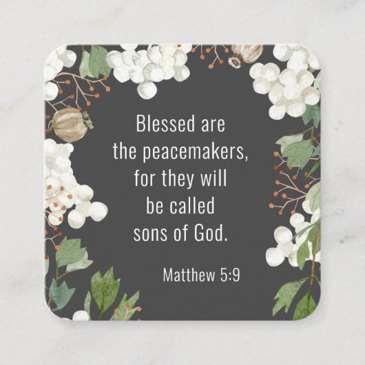 Matteüs 5 9 Gezegend zijn de vredemakers zalighede Vierkante Visitekaartje (Voorkant)