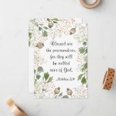 Matteüs 5 9 Gezegend zijn de Vredesmakers Bijbelfl Notitiekaartje (Voorkant / Achterkant in situ)