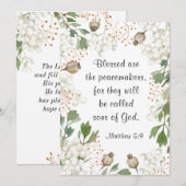 Matteüs 5 9 Gezegend zijn de Vredesmakers Bijbelfl Notitiekaartje (Voorkant / Achterkant)