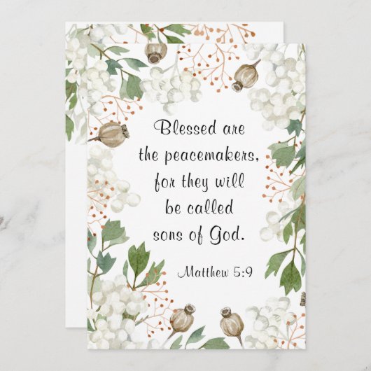 Matteüs 5 9 Gezegend zijn de Vredesmakers Bijbelfl Notitiekaartje (Voorkant / Achterkant)