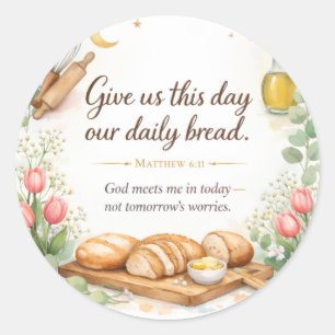 Matteüs 6:11 Bijbelvers, Messiaanse Joodse Decorat Ronde Sticker
