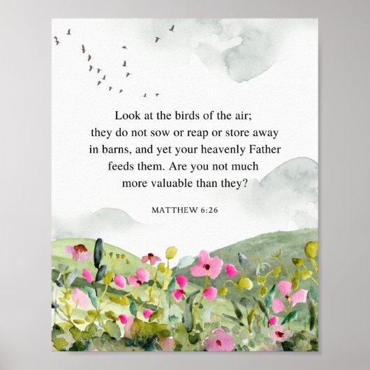 Matteüs 6:26 Kijk naar de vogels van de lucht Poster (Voorkant)