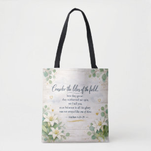 Matteüs 6:28-29 - Waterverf Rustieke Boerderij Tote Bag