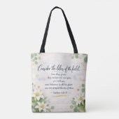 Matteüs 6:28-29 - Waterverf Rustieke Boerderij Tote Bag (Achterkant)
