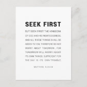 Matteüs 6:33-34 Zoek eerst het Koninkrijk van God Briefkaart (Voorkant)