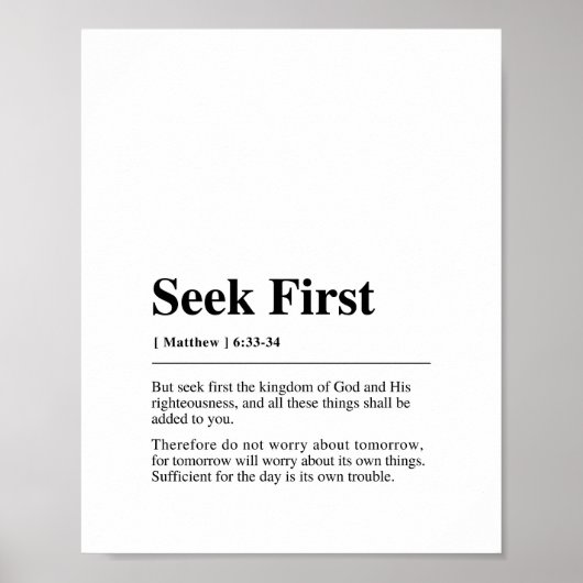 Matteüs 6:33-34 Zoek eerst Poster (Voorkant)