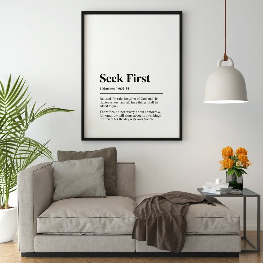 Matteüs 6:33-34 Zoek eerst Poster