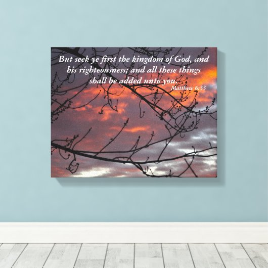 Matteüs 6:33 Bijbel Verse Canvas Afdruk (Insitu (Houten vloer))