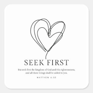 Matteüs 6:33 Zoek eerst het Koninkrijk van God Vierkante Sticker