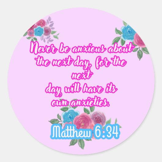 Matteüs 6:34 Sticker | Jehova's getuigen (Voorkant)
